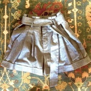 “Paperbag” waist dark grey belted shorts 2 side pockets & self belt.